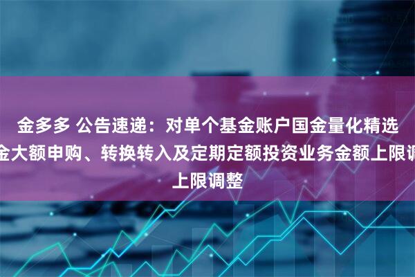 金多多 公告速递：对单个基金账户国金量化精选基金大额申购、转换转入及定期定额投资业务金额上限调整